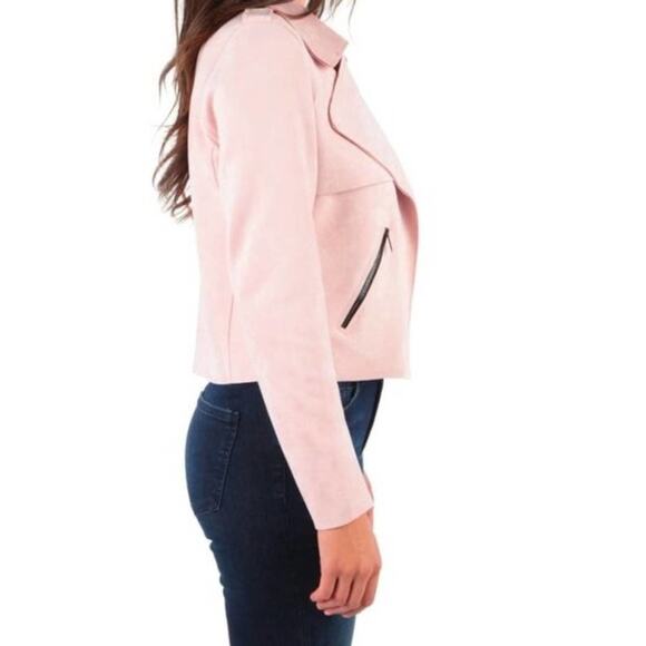 Kut from the Kloth Jacee Draped Moto Jacket Rose L - Picture 1 of 12